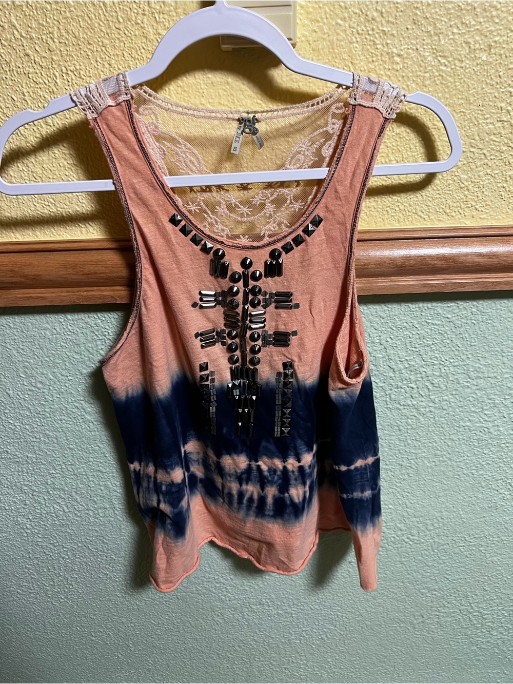 Y2K BKE Pink & Blue Tie-Dye Beaded Tank Top Size S #y2k #festival #boho #tanktop